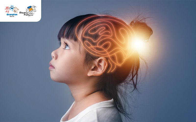 young girl with a brain depicted in her head