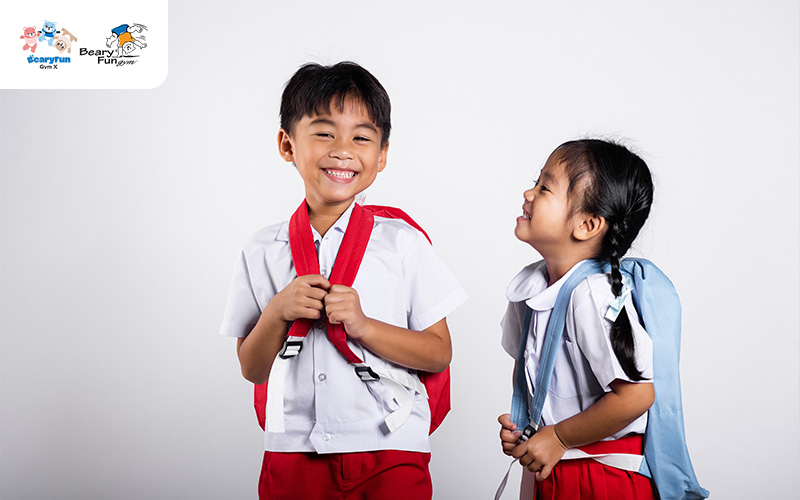 Children with backpacks ready for school.