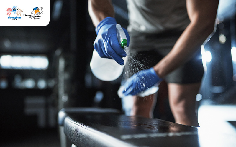 Disinfecting gymnastics equipment