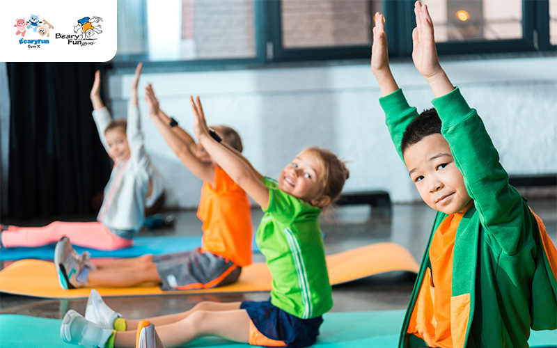 Friends in a children's gym class